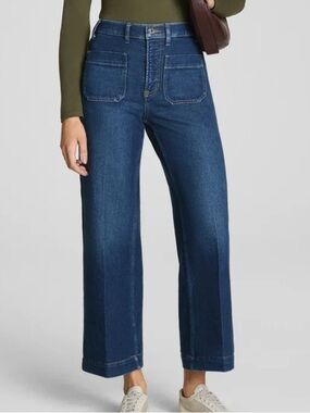 Spanx size large cropped wide leg jeans with patch pockets